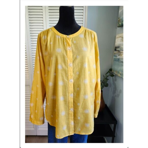 LOFT Yellow Button Top Small Floral - Picture 1 of 13